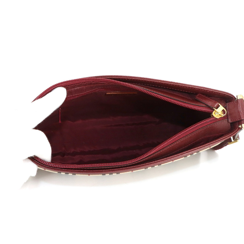 Burberry Nova Check Shoulder Bag Canvas Leather Beige Bordeaux Red - Picture 6 of 8